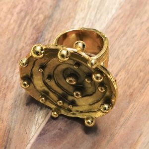 NEW Saint Laurent Spiral Gold Tone Cocktail Ring Statement Ring Abstract Galaxy